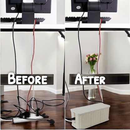 Caja de gestión de cables,  Caja organizadora de cables hecha a Mano de Ratán Sintético