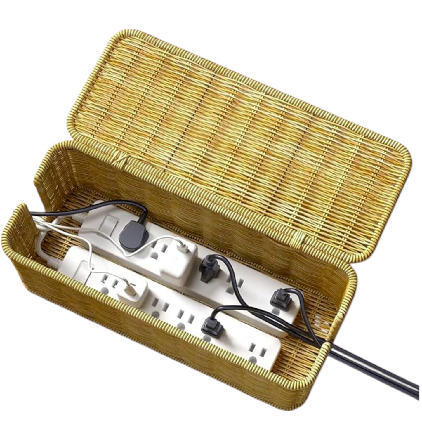 Caja de gestión de cables,  Caja organizadora de cables hecha a Mano de Ratán Sintético
