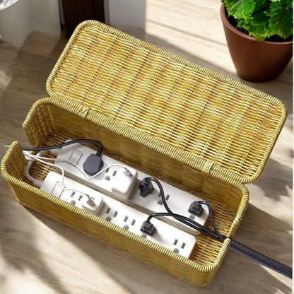 Caja de gestión de cables,  Caja organizadora de cables hecha a Mano de Ratán Sintético